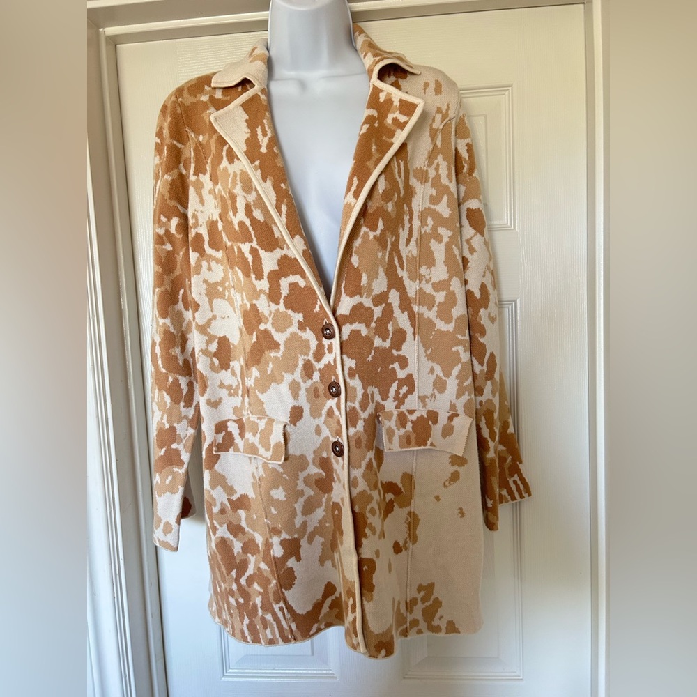 Anthropologie Sweater Jacket, New With Tags, Giraffe Pattern, Size S